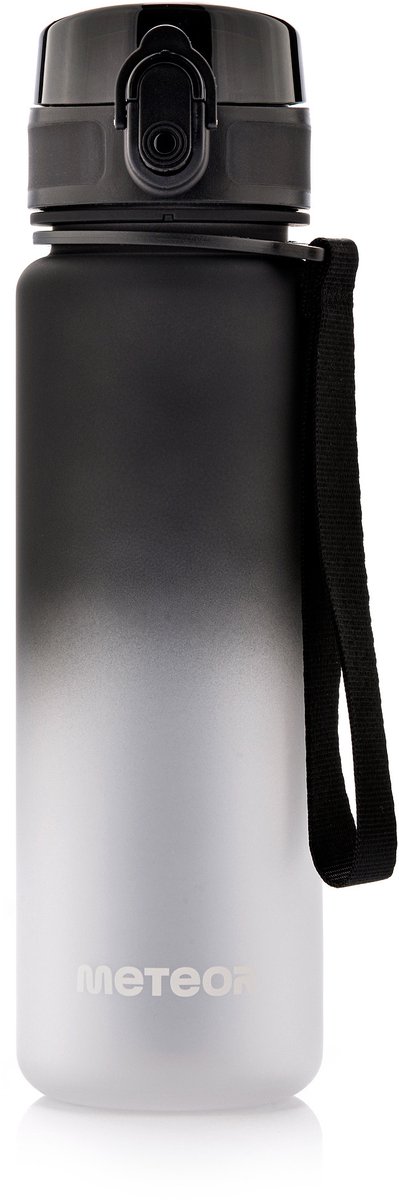 Meteor Sportfles 500 ml - Sportfles - zwart/wit, antislip, BPA-vrij, met maatverdeling