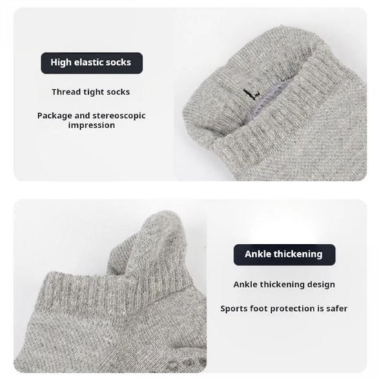1 paar antislip yogasokken - badstof katoenen sokken - verdikte zweetabsorberende en anti-geur sokken - met antislipfunctie - geschikt voor Pilates, ballet, ballet, op blote voeten, ziekenhuis antislipsokken - unisex (S, 35-38) van Merkloos — afbeelding 4