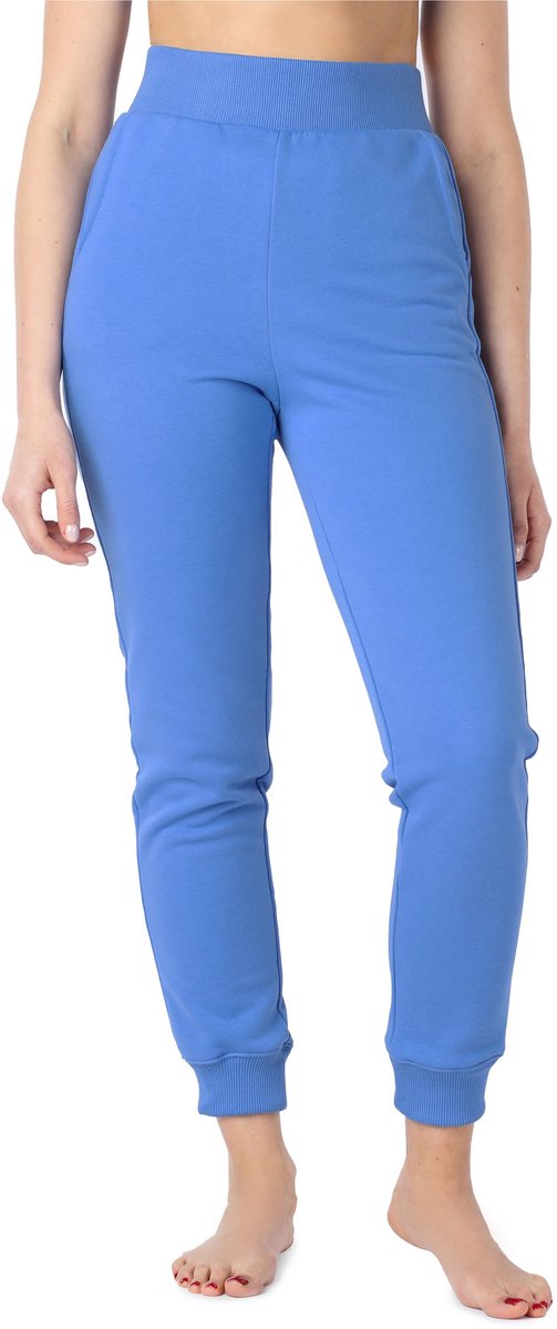 Bellivalini – Dames - Sportbroek – Katoenen – Joggingbroek - Lang Hoge Taille - Met Zakken – Blauw – XS - BLV-BLV50-209-TR