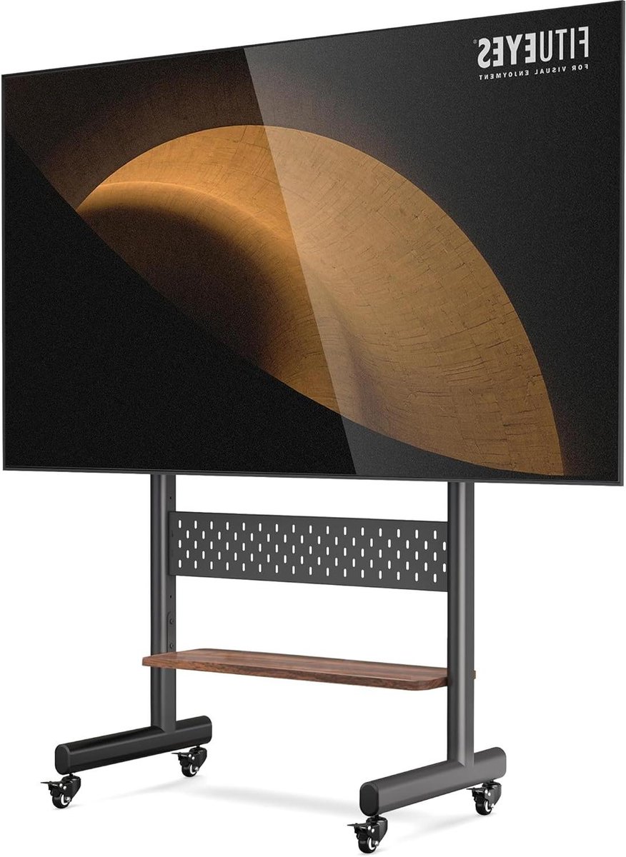 Wheeled TV Stand for 40-85 inch TVs - Height Adjustable Floor Stand with Storage Shelf