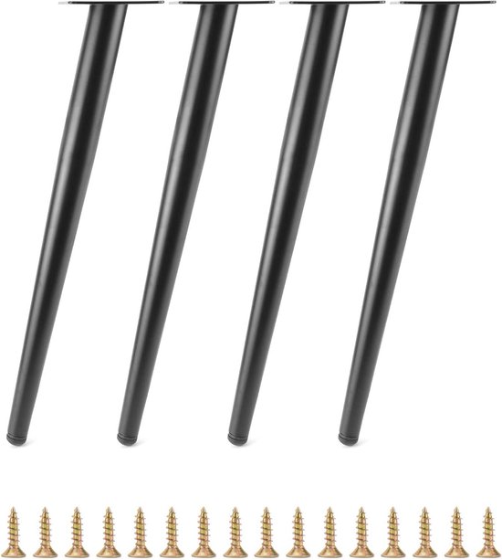 Set van 4 Schuine Conische Tafelpoten 40cm - Stalen Meubelpoten met ...