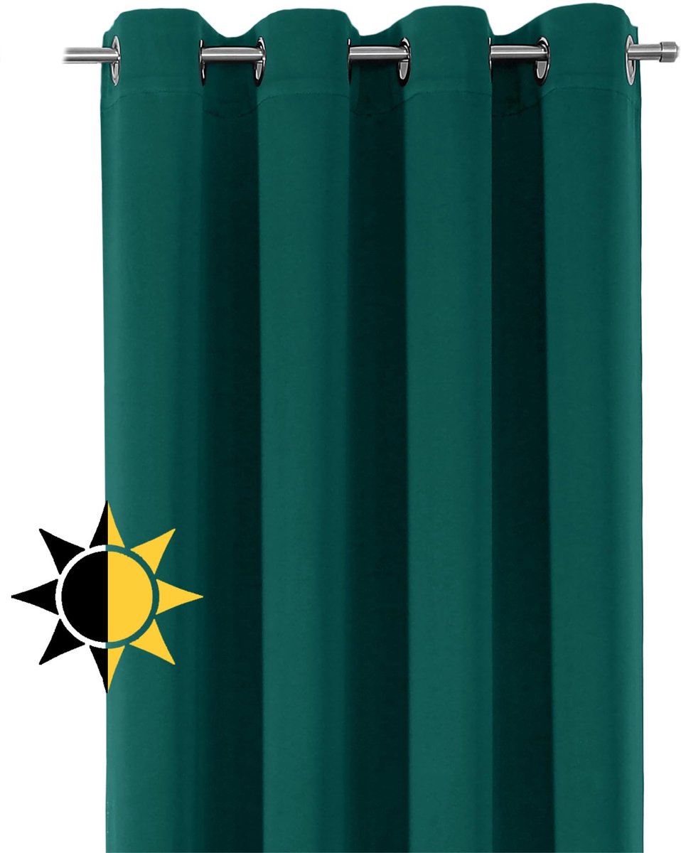 Ibenzoa Verduisteringsgordijn met Oogjes, Petrol, 140x225cm - Ondoorzichtig & Geluiddempend groen