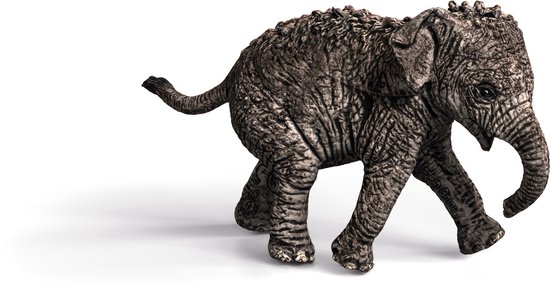 Grijze, realistische olifant met slurf krullend.