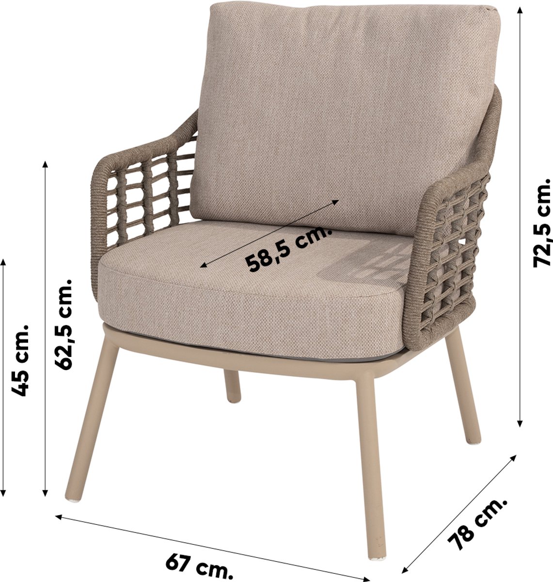 Taste by 4 Seasons Puglia chaise de jardin basse - latte