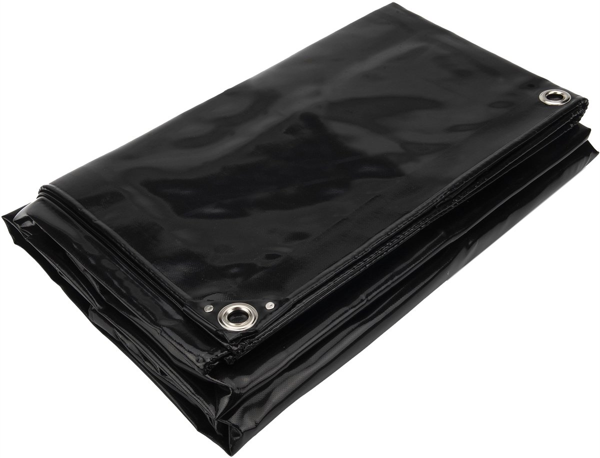 4x5 Afdekzeil PVC 650gr - Gitzwart 9005 - zeilringen iedere 50cm