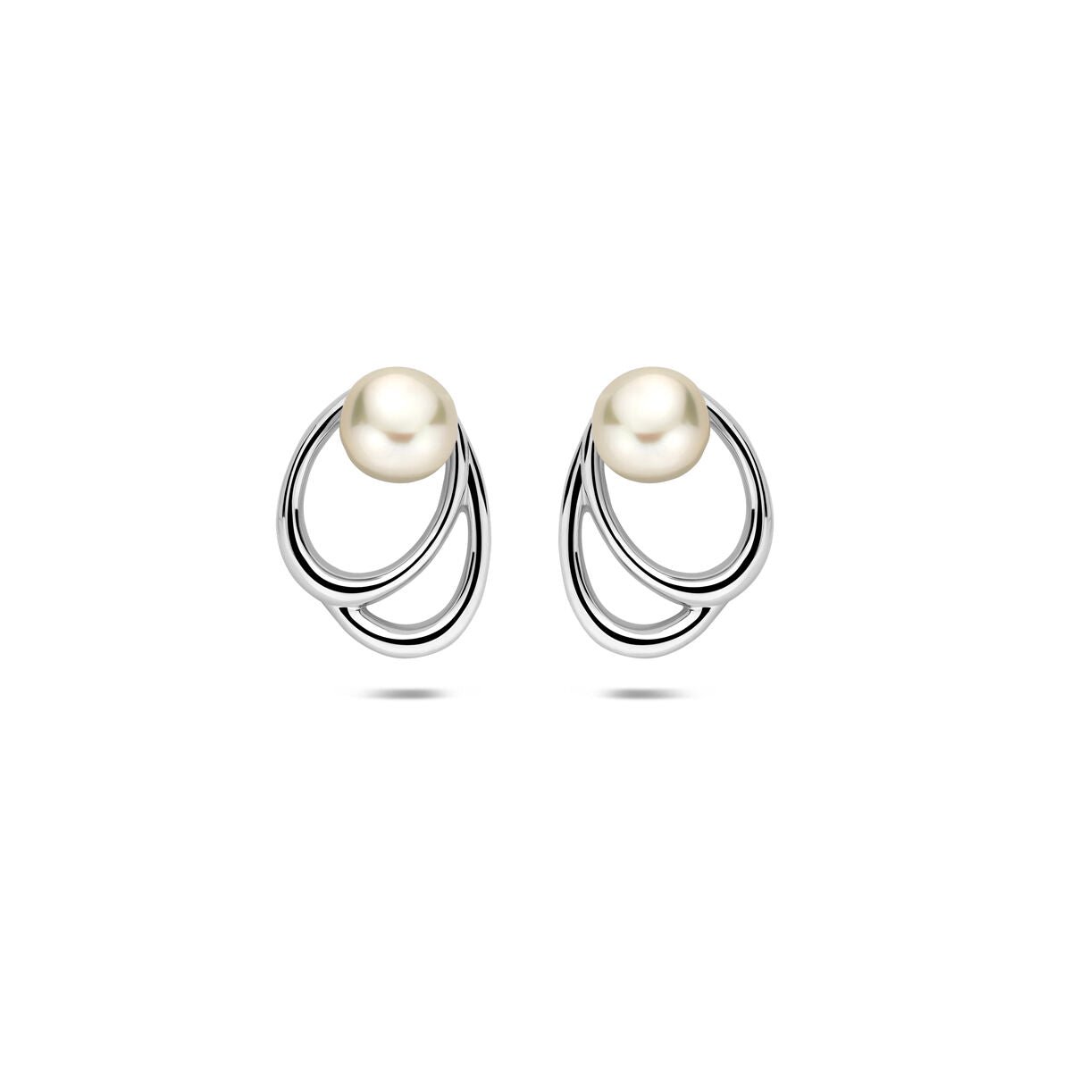 Zilveren gerhodineerde oorknoppen parel 12,5 mm - 1341915