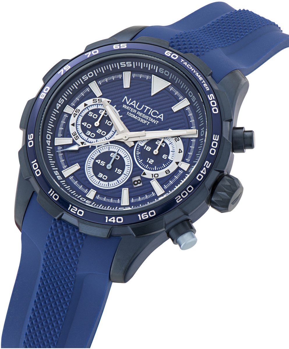 Nautica Nst Analoog Horloge Blauw Case: 100% Stainless Steel | Armband: 100% Silicone 46 mm NAPNSF304, NAPNSF305