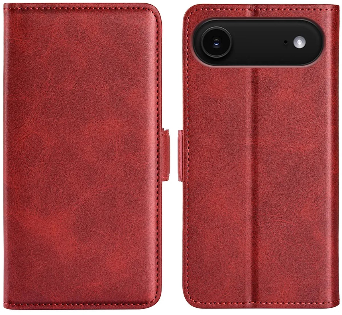 MobyDefend Hoesje - Geschikt voor iPhone Air - Luxe Wallet Book Case (Sluiting Zijkant) - Rood