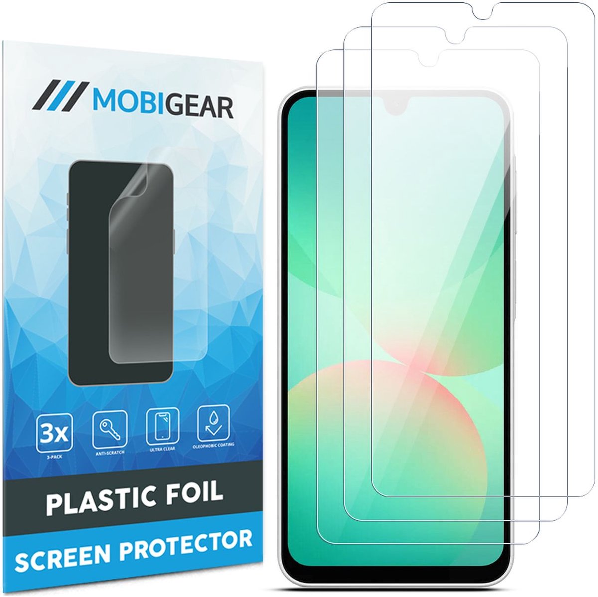 Mobigear Screenprotector geschikt voor Samsung Galaxy A26 | Mobigear Screenprotector Folie - Case Friendly (3-Pack)