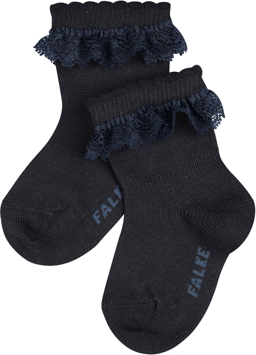 FALKE Romantic Lace eenkleurig katoen sokken baby blauw - maat 50-56