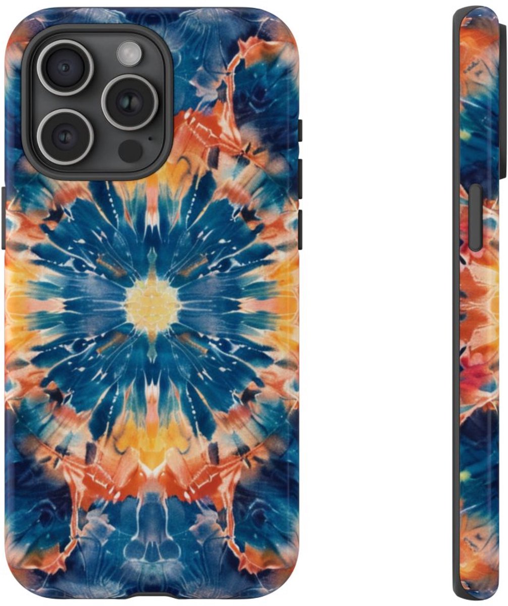 Vrolijk Tie-Dye Mandala Patroon – Telefoonhoesje Geschikt voor iPhone 15 Pro Max