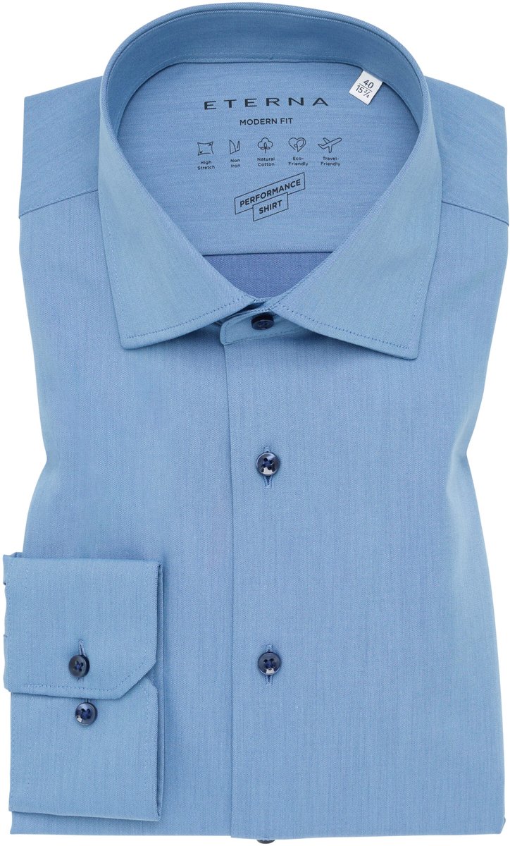 ETERNA - Hemd - Maat 44 - Mannen - blauw - katoen
