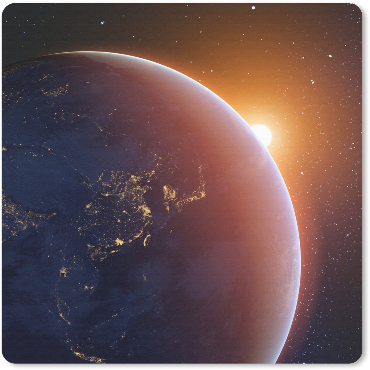 Muismat 20x20 cm - Mousepad Zonsopgang boven de aarde - Muismatten