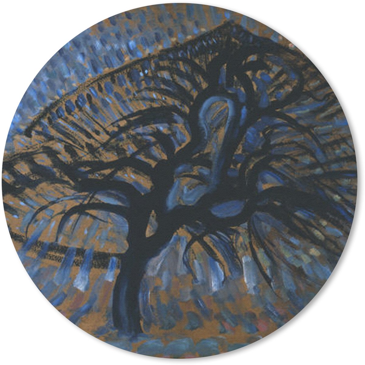 Muismat rond 50x50 cm - Mousepad Blauwe appelboom - Piet Mondriaan - Ronde muismatten