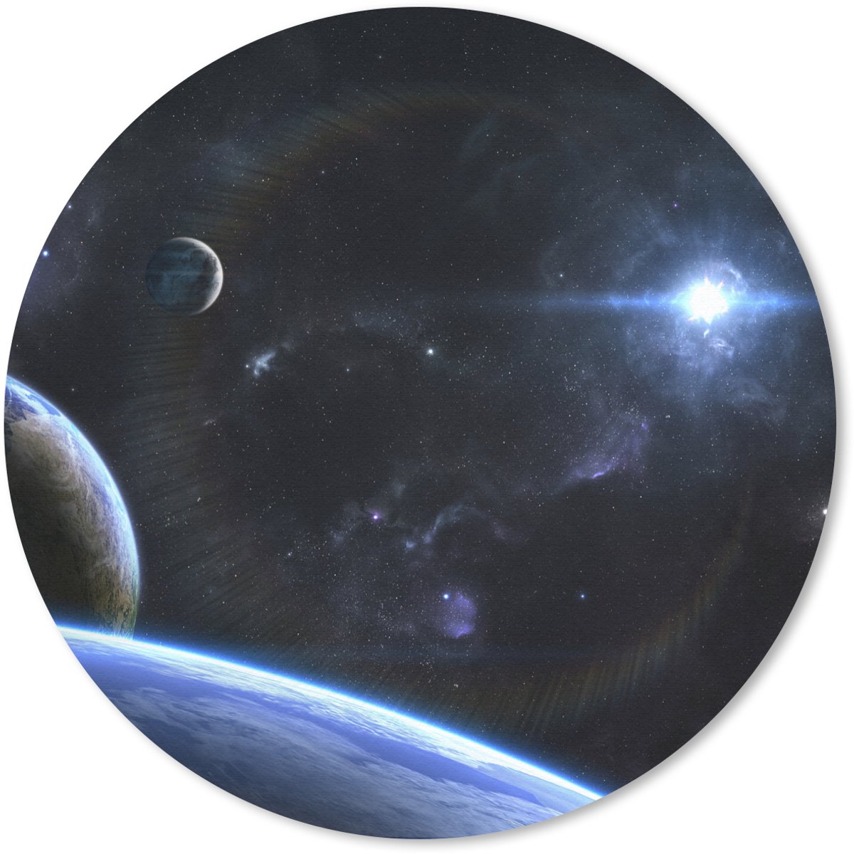 Muismat rond 40x40 cm - Mousepad Planeten met een ster - Ronde muismatten