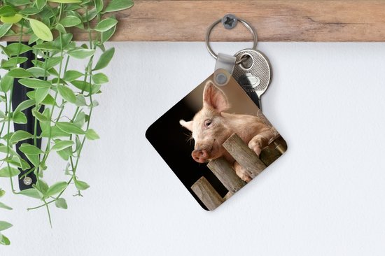 Porte-clés - Cochon - Animal - Clôture - Plastique