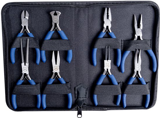 Bruder Mannesmann Tangen set 8-delig in etui - antislip greep - geslepen kop - 10 tot 14,5 cm