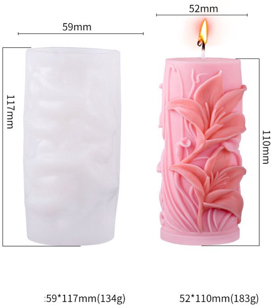 Lily style kaarsen siliconen mallen DIY bloemen cilinder aromatherapie mallen, lily style mallen 1 stuk