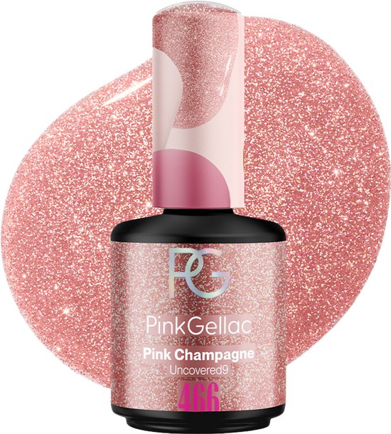 Pink Gellac Gellak - 466 Pink Champagne 15ml - Glanzende Roze Gel Nagellak - Uncovered9 Collectie Gellac - Gel Nagels Producten - Nazomer Collectie Gel Nagellak
