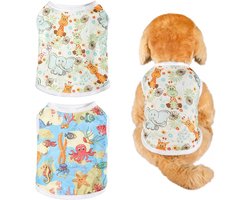 Honden T-shirts, 2-pack hondenshirts T-shirts ademende puppykleding zachte zomer T-shirts coole hondenshirts puppy zomerkleding hond kattenkleding (M)