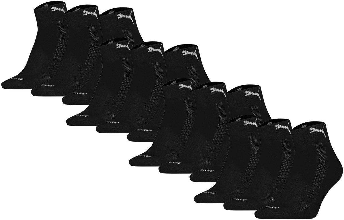 Puma Sokken Cushioned Quarter 12P Verpakking van 12 Zwart