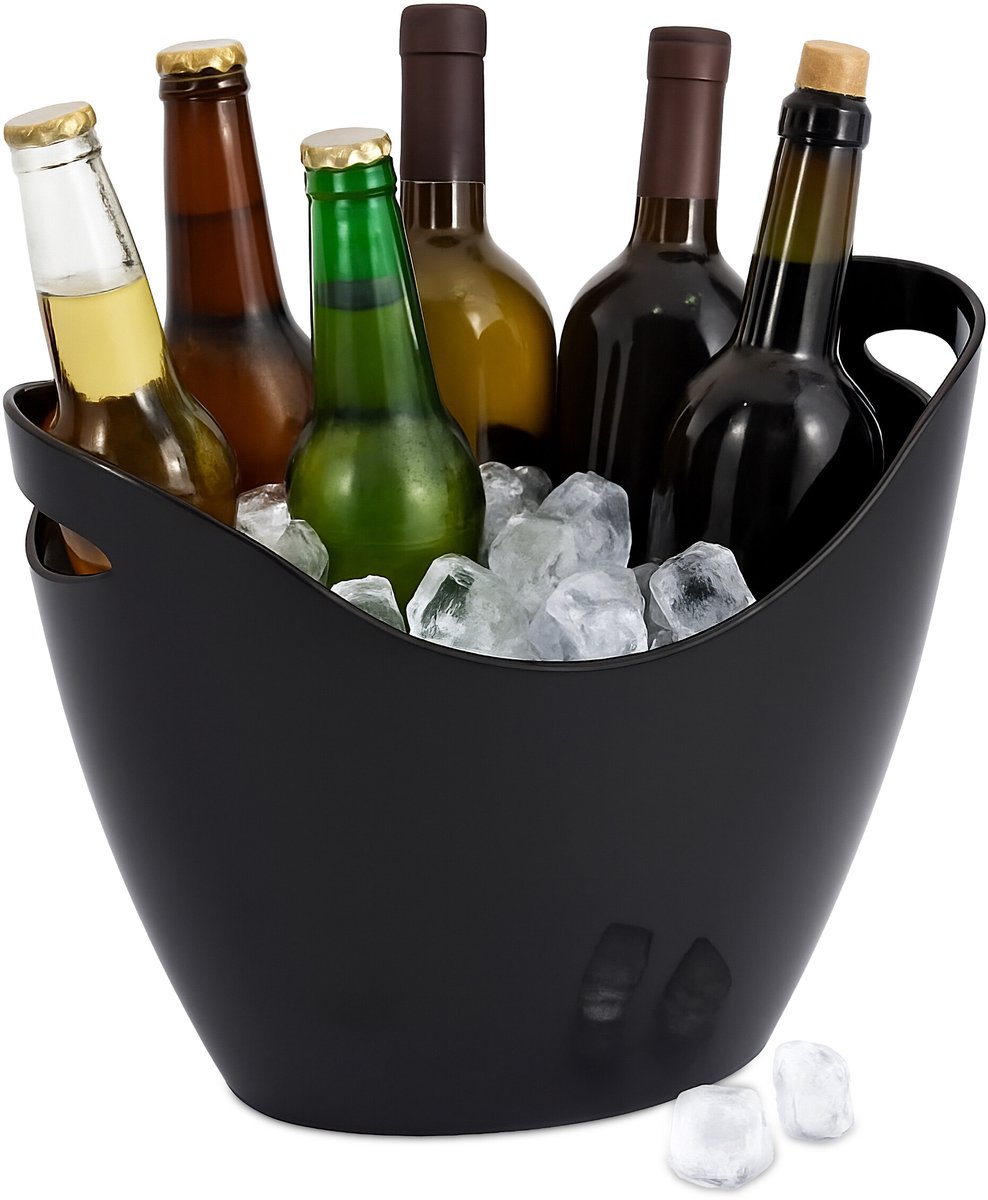 champagnekoeler - 8 liter - met handgrepen - kunststof - zwart