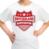 Zwitserland / Switzerland schild supporter  t-shirt wit voor kin XL (158-164)