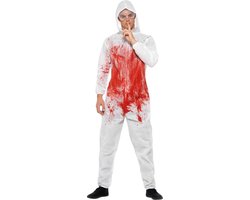 Smiffys - Bloody Forensic Overall Kostuum - L - Wit/Rood
