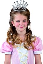BOLAND BV - Zilverkleurige prinsessendiadeem met glitters voor kinderen - Accessoires > Toverstokken, tiara's