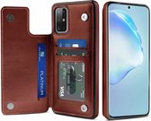 Wallet Case Samsung Galaxy S20 Plus - bruin + glazen screen protector