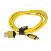 Platinet Micro USB Kabel 1M Geel, Leren Kabel