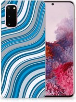 Coque Téléphone pour Samsung Galaxy S20 Silicone Gel Case Blue Waves