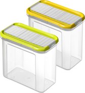 Container met deksel voor het bewaren van bulkproducten Domino Keeper 1L transparant/groen