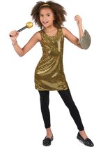 NINGBO PARTY SUPPLIES - Goudkleurig glitter disco kostuum voor meisjes - 140/152 (10-12 jaar)
