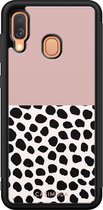 Samsung A40 hoesje - Stippen roze | Samsung Galaxy A40 case | Hardcase backcover zwart