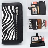P.C.K. boekhoesje/bookcase zebra met rits en portemonnee  geschikt voor Apple Iphone 11  PRO MET Glasfolie