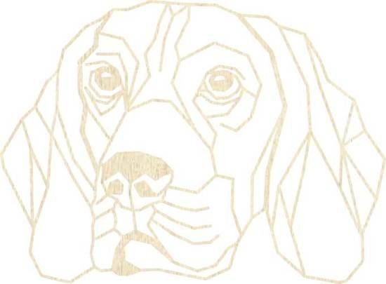 Beagle Geometrisch Hout 50 x 37 cm Light wood - Honden - Wanddecoratie