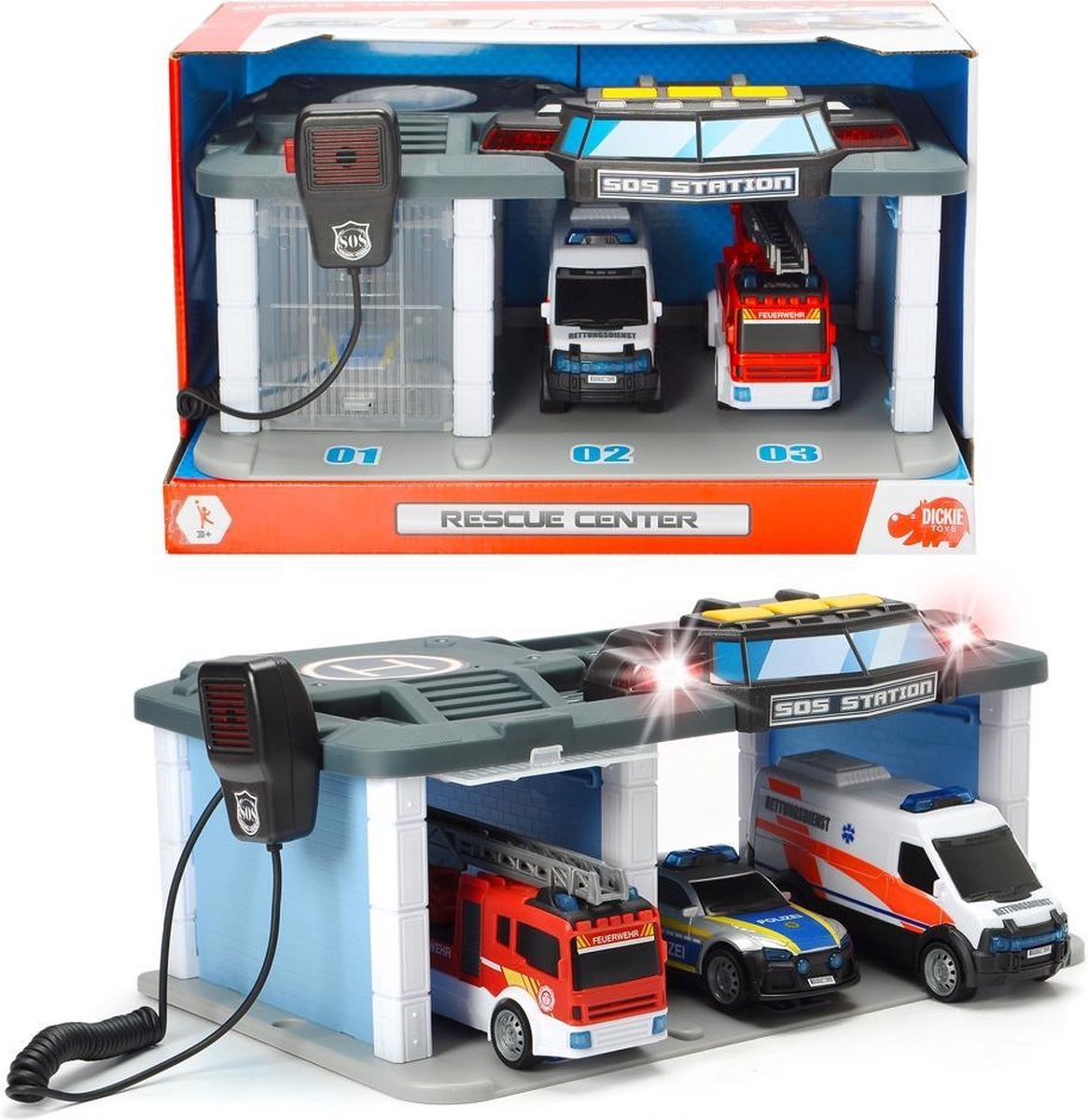 Dickie Toys Resque Center met Licht en Geluid + 3 Voertuigen