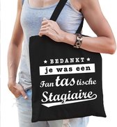 Cadeau tas zwart katoen met de tekst Fantastische stagiaire - kadotasje / shopper voor stagiaire dames