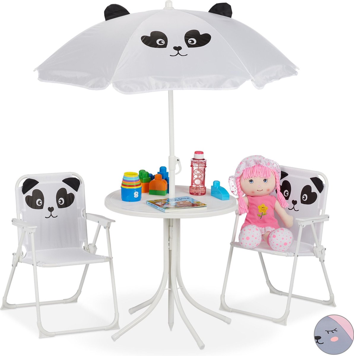 relaxdays tuinset kinderen - kindertuinstoel - kindertafel - parasol -  campingstoel... | bol.com