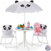 ensemble de jardin relaxdays enfants - chaise de jardin pour enfants - table pour enfants - parasol - chaise de camping enfant panda