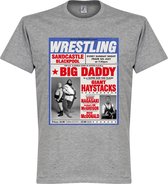 Big Daddy vs Giant Haystack Wrestling Poster T-shirt - Grijs - XXXL
