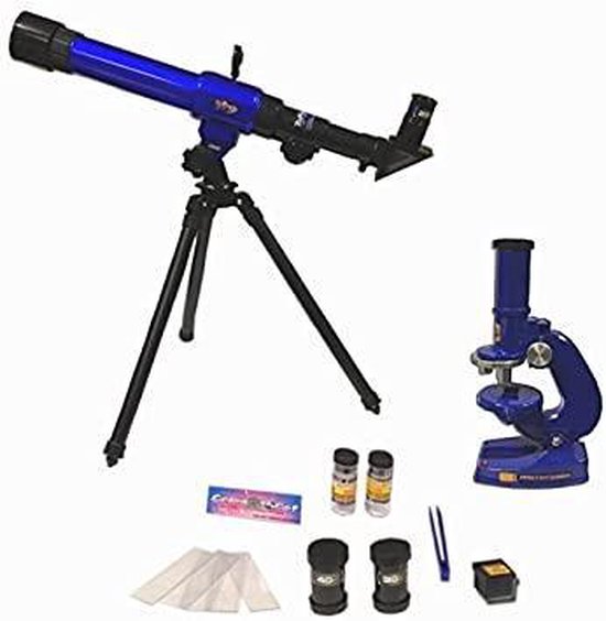 Science Set 2in1 | Microscoop & telescoop | blauwe verrekijker  sterrenkijker | bol.com