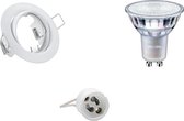 LED Spot Set - GU10 Fitting - Inbouw Rond - Mat Wit - Kantelbaar Ø83mm - Philips - MASTER 927 36D VLE - 3.7W - Warm Wit 2200K-2700K - DimTone Dimbaar - BES LED
