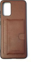 Xssive Premium Back Cover met 1 pasje - kaarthouder - Card Bag voor Samsung Galaxy S20 Plus S20+ - Bruin