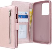 Housse Bookcase hoesje Samsung Galaxy S20 Ultra - CaseBoutique - Or rose massif - Simili cuir - Avec poche zippée Compartiment à monnaie