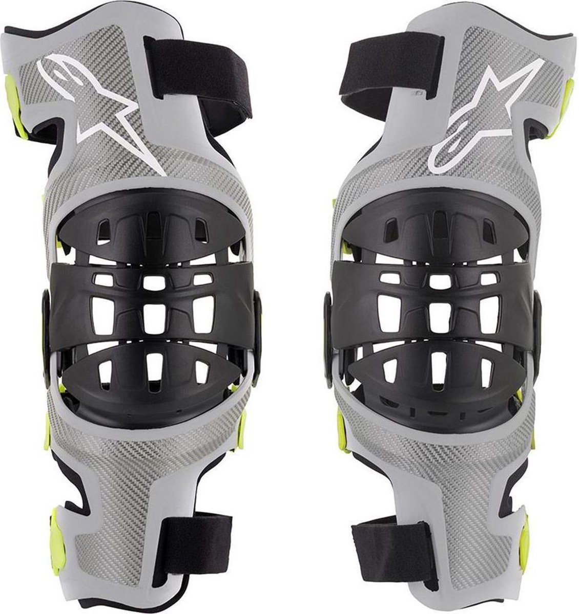 Alpinestars Bionic-7 Zilver Geel Fluo Set - Maat L - Knee Brace