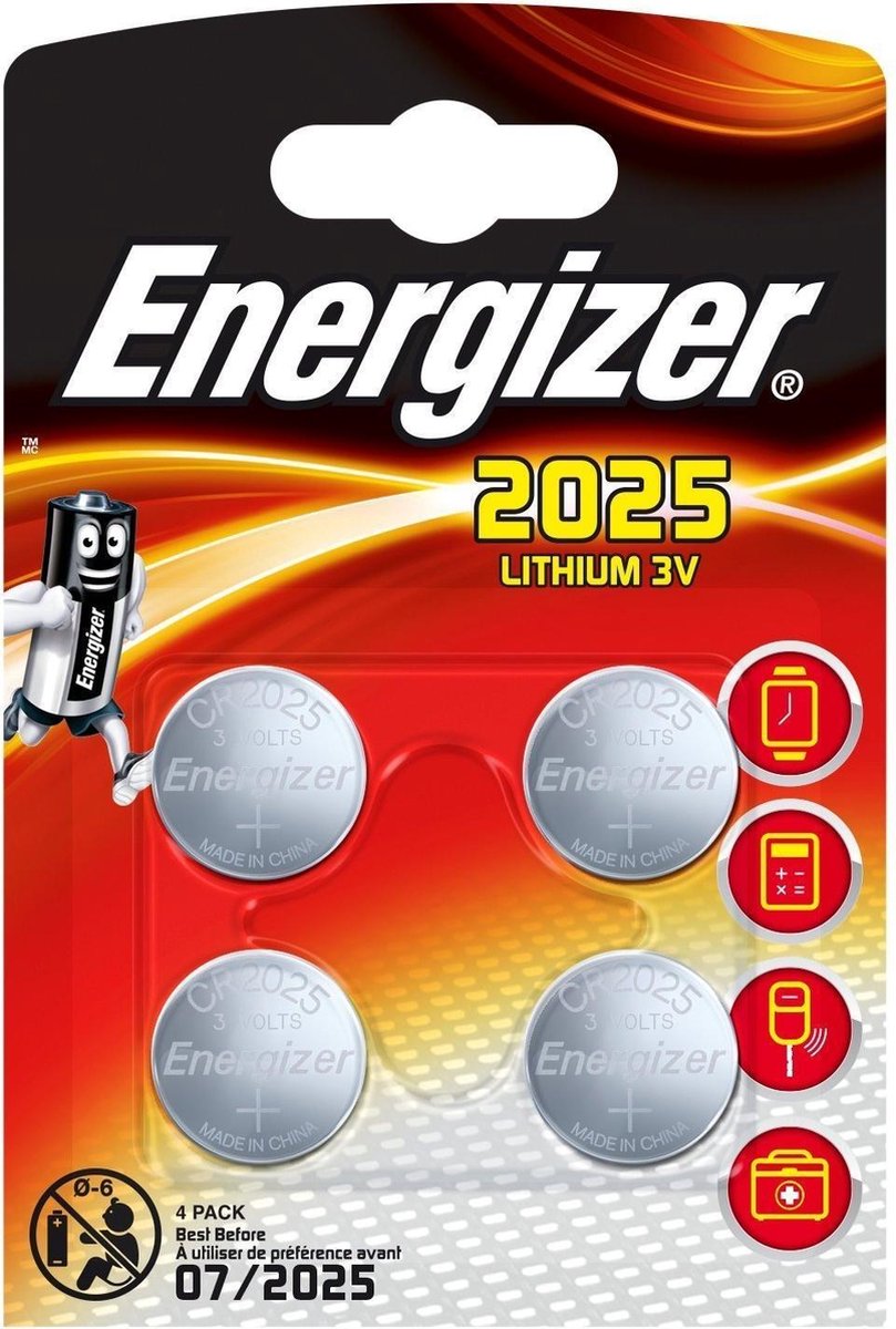Energizer Lithium 3v Knoopcel Batterijen (cr2025) 4 Stuks