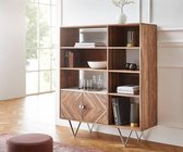 Boekenkast Pacino 115x40x140x140 sheesham natuur steen wit