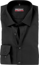 MARVELIS body fit overhemd - zwart - Strijkvriendelijk - Boordmaat: 38